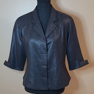 ELDEAN Silk Blend Blazer, Gun Metal Black, Made in Canada, Size 8